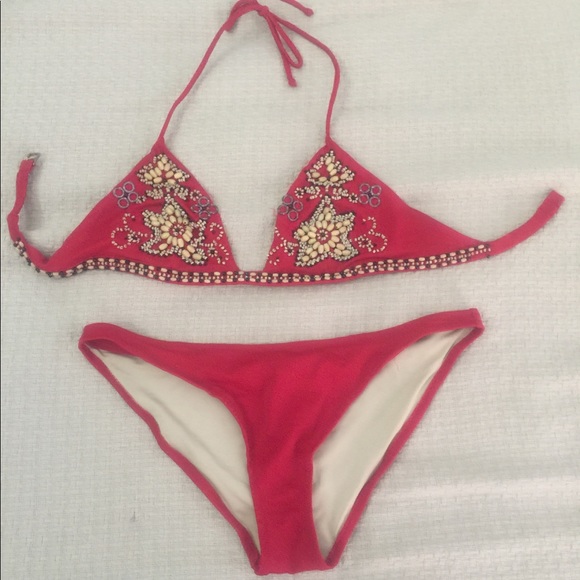 Victoria's Secret Other - Victoria’s Secret beaded red bikini size M